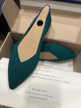 Rothy's Teal Pointed Knit Flats